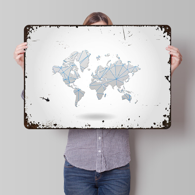 World Map Tinplate Poster Cust - World Of Retro Gaming recension och pris