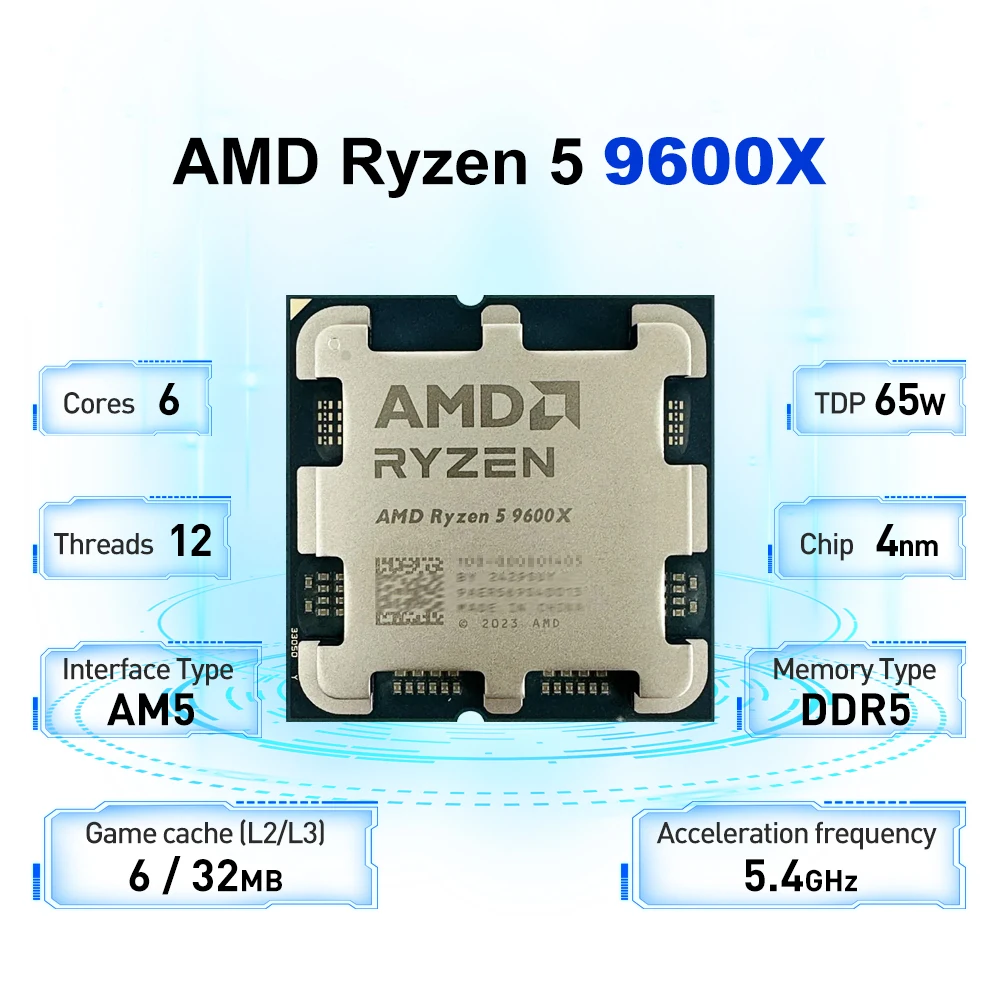 AMD Ryzen 5 9600X L3=32M 5.4GH - Amd Cpu Ryzen 9 recension och pris