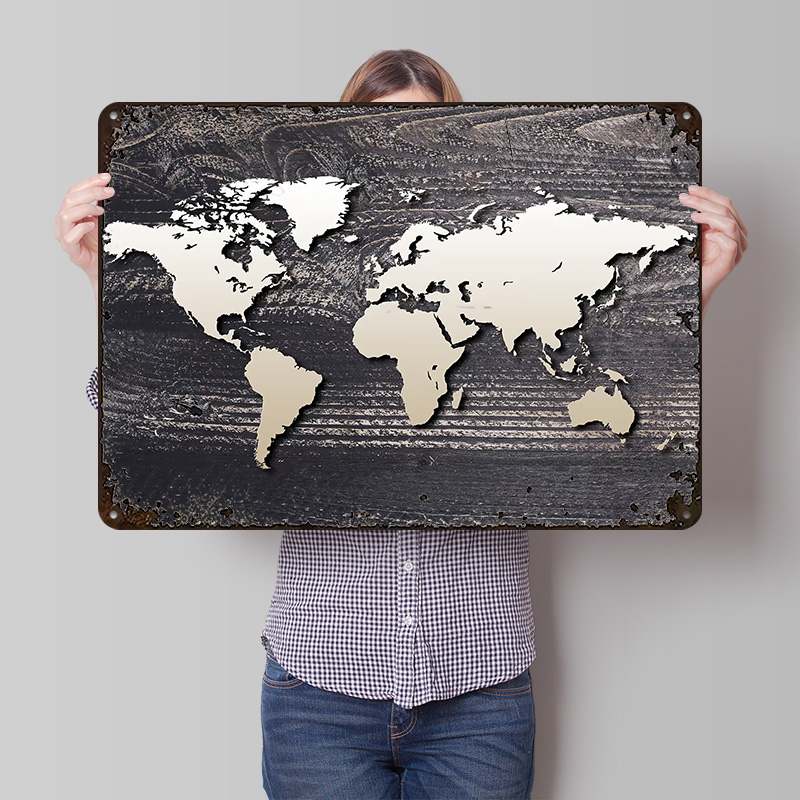 World Map 4 Metal Poster Custo - World Of Retro Gaming recension och pris