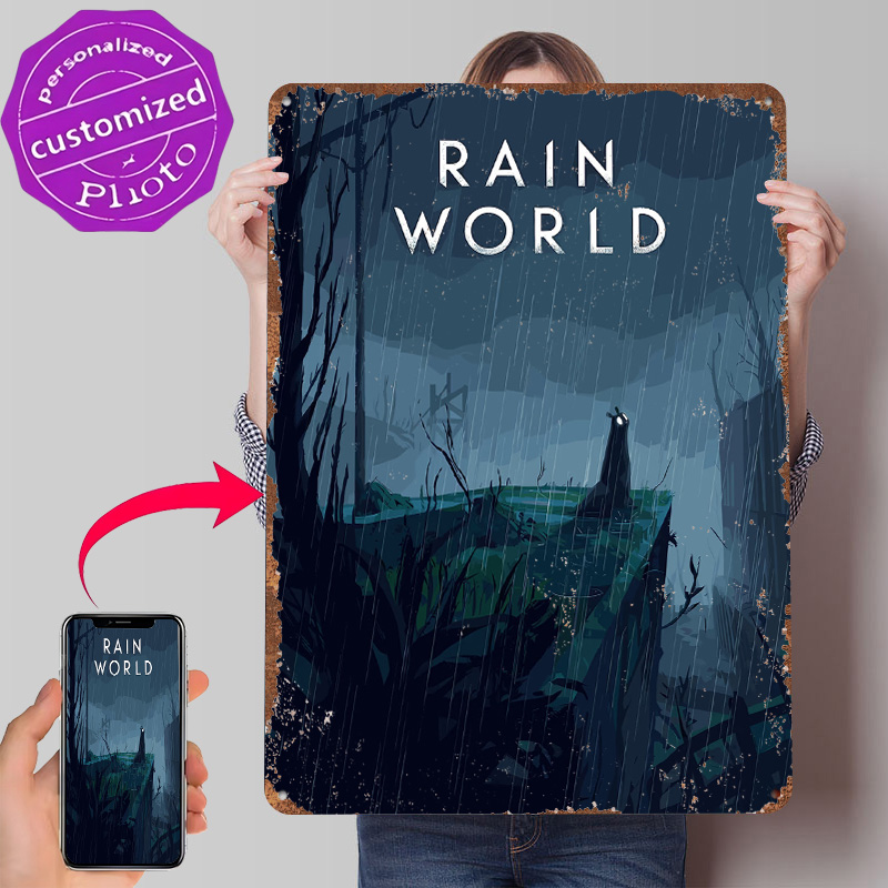 Rain World Game Cover Art Tin  - World Of Retro Gaming recension och pris
