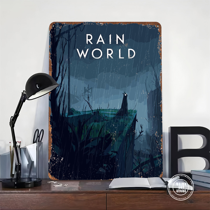 Rain World Game Cover Art Tin  - World Of Retro Gaming recension och pris