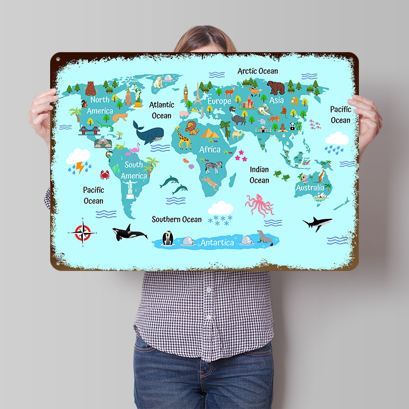 Kids World Map Printed Poster  - World Of Retro Gaming recension och pris